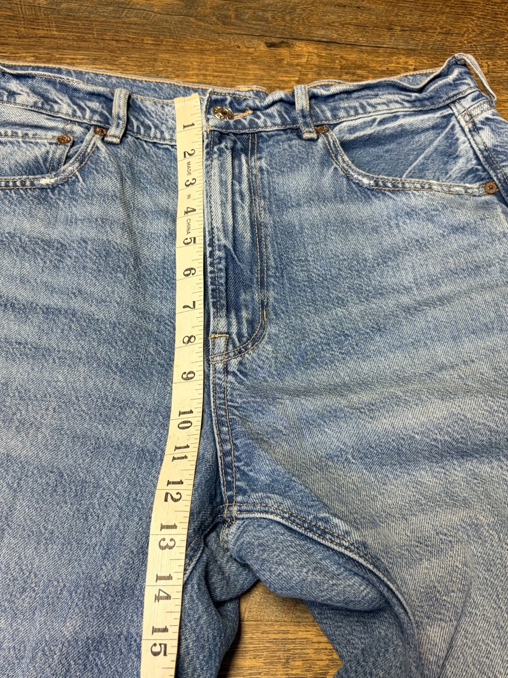American Eagle Super High Rise Baggy Wide Leg Jeans Women's 14 Distressed - Picture 5 of 9